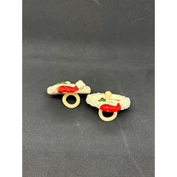 Vintage Handmade Santa Christmas Set Candle Holder Napkin Ceramic Clay Taper - Picture 10 of 14